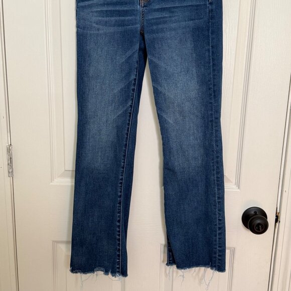 American Eagle High Rise Crop Flare Jeans‎ Womens 2 Blue Stretch Boho Indie Prep - Picture 5 of 12